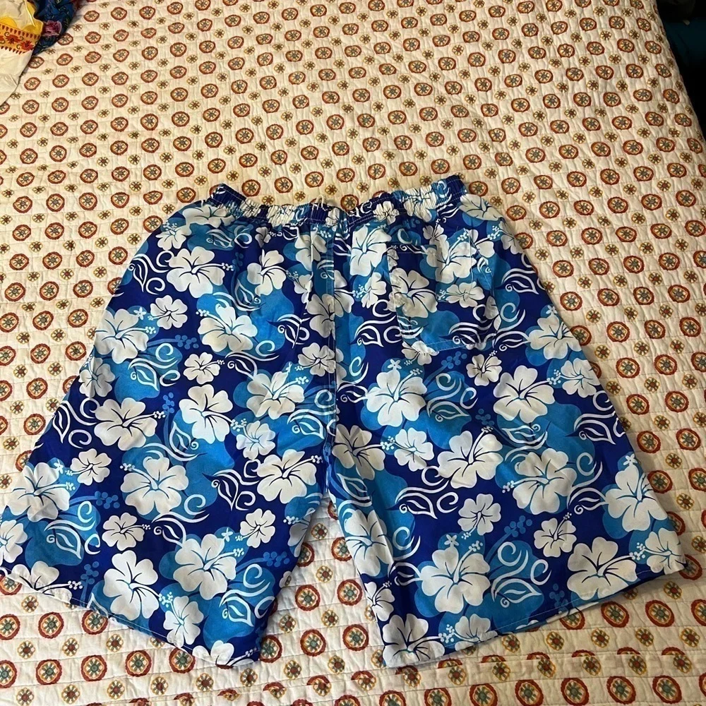 Ocean Blue Men’s Tropical Hibiscus Swim Shorts Size XL